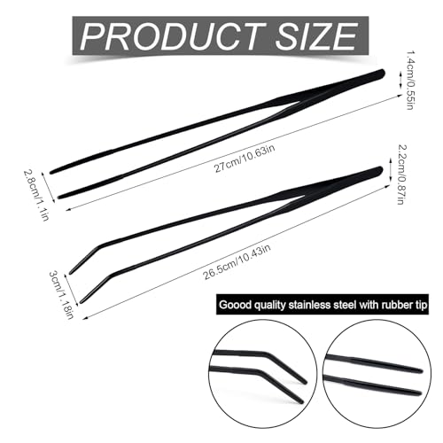 2pcs Reptile Feeding Tongs, Reptile Feeding Long Tweezers Stainless Steel Extra Snake Tongs for Snake Tortoise Lizard Frog Spider