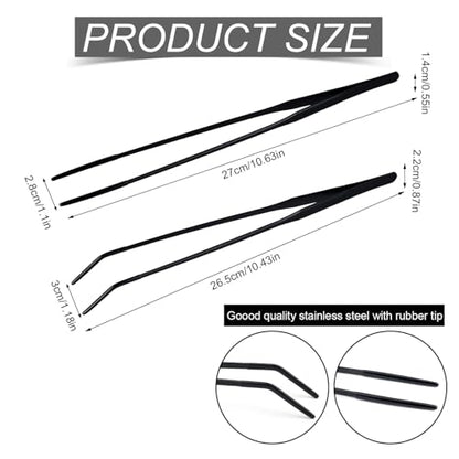 2pcs Reptile Feeding Tongs, Reptile Feeding Long Tweezers Stainless Steel Extra Snake Tongs for Snake Tortoise Lizard Frog Spider