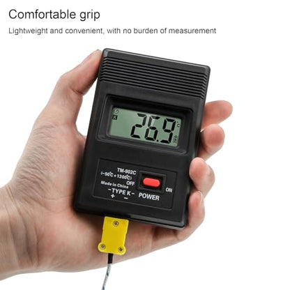 K-Type Digital Thermometer with Thermocouple Probe Wire, -50°C to 1300°C Measurement Range, LCD Backlight LCD Thermometer