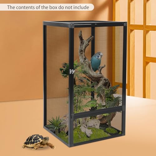 Reptile Enclosure, Aluminum Alloy Micro Habitat Terrarium with Removable Top Mesh for Chameleons, Breathable Mesh Habitat, Geckos and Small Reptiles