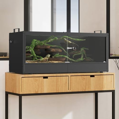 YBING 20 Gallon Reptile Terrarium - Bearded Dragon Tank with Glass Door, Front Opening Reptile Tank 28" x 12"x 12", Metal Frame, Terrarium Habitat for Geckos, Lizard, Snakes, Turtles