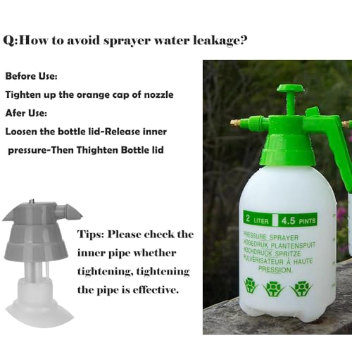 1/2 Gallon Handheld Pump Sprayer, 2 Pack Garden Pressure Sprayer with Adjustable Brass Nozzle, Multi-Purpose 75 Oz Water Spray Bottle Ideal for Watering, Fertilizing, Cleaning (White-2L) - color: White-2L