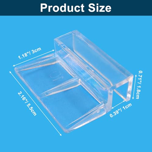 Hordion 20pcs Aquarium Lid Clip, 10mm Clear Acrylic Fish Tank Lid Holder Aquarium Glass Cover Clips for Rimless Aquarium Fish Tank - size: 10mm