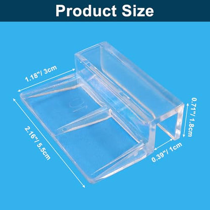 Hordion 20pcs Aquarium Lid Clip, 10mm Clear Acrylic Fish Tank Lid Holder Aquarium Glass Cover Clips for Rimless Aquarium Fish Tank - size: 10mm