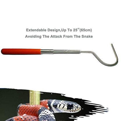24 Inch Snake Hook Extendable Stainless Steel Handing Tool Reptile Grabber Snake Catcher