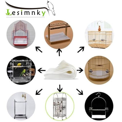 120 Pieces Bird Cage Liners-11'' X 17''Disposable Non-Woven Bird Cage Paper Liners Precut Absorbent Fecal Tray Cages Cushion Pad Mat Cuttable Pet Animal Cages Cushion for Parrot (White)