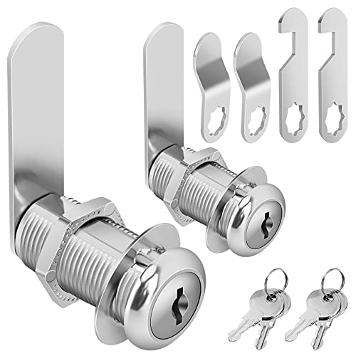 Cam Locks Cabinet Locks Keyed Alike, 1-3/8'' (Length) Cylinder Fits on 1-1/8'' Max Panel Thickness, Secure Files Drawers RV Storage Locks Replacement Set, Zinc Alloy (1-3/8 Inch 2Pcs) - size: 1-3/8 Inch 2Pcs