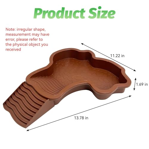 PINVNBY Large Reptile Bathing Pool Tortoise Water Dish with Removable Ramp and Leaf Reptile Food Dish & Water Bowl Tortoise Habitat Accessories for Turtle Lizard Gecko Snake (Red)