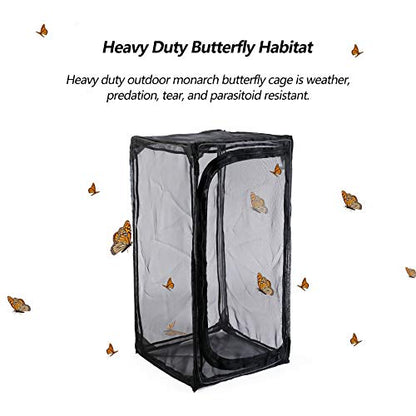 30" Heavy Duty Monarch Butterfly Habitat, Outdoor Collapsible Insect Mesh Cage Terrarium Pop-up with Zipper Protection and Unzip Bottom (23 x 23 x 46 inches) - size: 23 x 23 x 46 inches