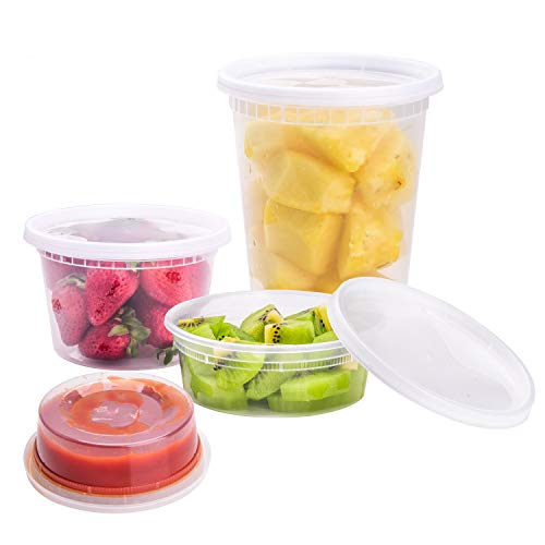 TashiBox [8 oz,16oz,32oz,48Sets,16Sets each size Plastic food storage containers with lids airtight,BPA Free,Microwave/Dishwasher/Freezer Safe (Pack of 6) - size: 8oz-16sets+16oz-16sets+32oz-16sets (Pack of 6)