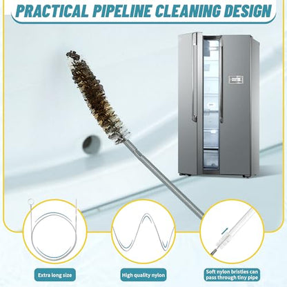 35.5 Drain Clog Remover Tool (1pc), 30 Inch Sink Snake Drain Tool (5 pcs) & 59 Inch Tube Drain Brush (3 pcs), Effective Hair Drain Clog Remover for Toilet, Kitchen Sink, Bathroom, Shower, Sewer