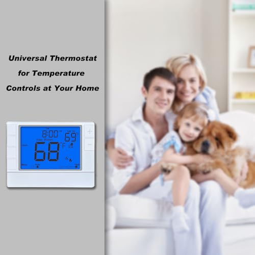 Super Programmable Thermostat for Home，2 Heat/1 Cool Heat Pump Or 1 Heat/1 Cool Conventional Systems, Blue Backlight - color: Blue