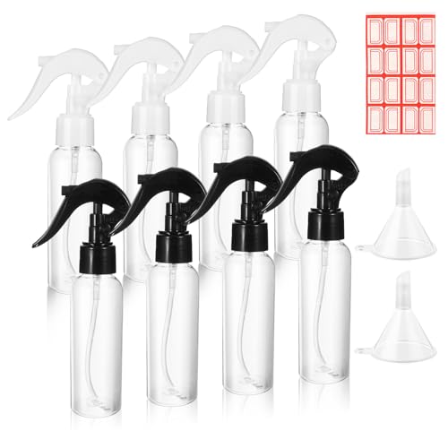 Molain 8Pcs Small Spray Bottles, No Leak And Clog Mister Spray Bottle, 3.5oz/100ml Empty Refillable Containers Reusable Liquid Container for Essential Oils Water Squirt(Black) - color: Black