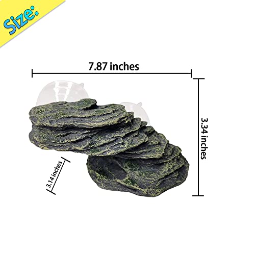kathson Turtle Basking Platform with Suction Cup Tortoise Climbing Rest Terrace Resin Step Decoration Reptile Habitat Rock Decor for Frogs,Lizards,Geckos,Bearded Dragon-L - style: Slope