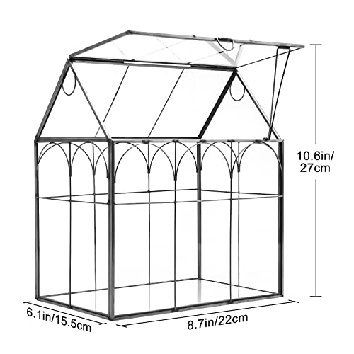 HighFree Geometric Plant Terrarium with Lid, House Succulent Terrarium Kit for Display, Air Plants, Succulents, Home Tabletop Miniature Terrarium, Not Airtight or Waterproof (Black) - color: Black