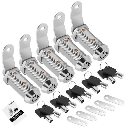 Cylinnda 5 Pack Cabinet Lock with Keys, 1-1/2" RV Storage Locks Keyed Alike, RV Locks for Storage Door, Camper Toolbox RV Cam Locks with Manual (Chrome - 5 Pack, 1-1/2 Inch) - color: Chrome - 5 Pack, size: 1-1/2 Inch