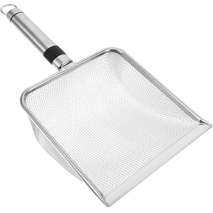 Kisangel Stainless Steel Cat Litter Scoop 11.22 Inch Mesh Sifter Metal Litter Box Scooper for Fast Clumping Waste Removal Non-Stick Surface 1 Pack for Home and Pet Store Use