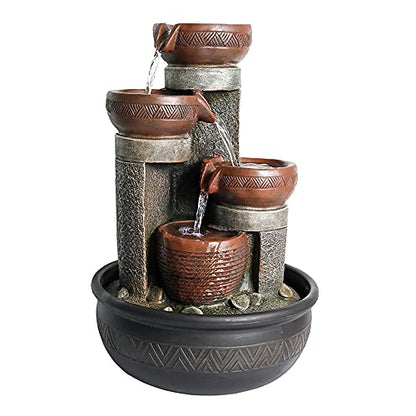 15.7" H 4-Tier Indoor Tabletop Waterfall Fountain with LED Lights Desktop Fountains Calming Sound for Home Office Decor (15.7ihch)