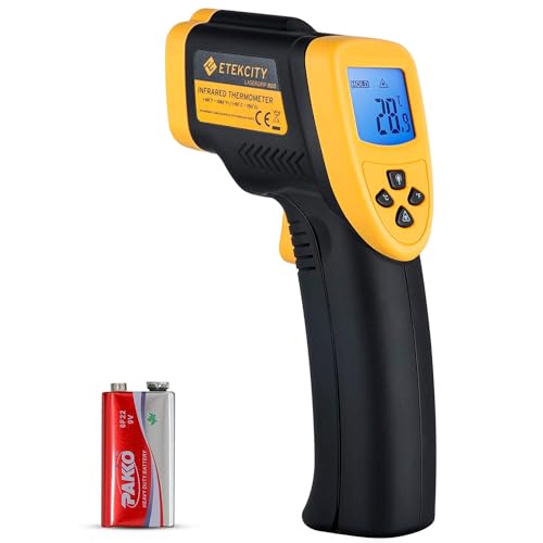 Etekcity Infrared Thermometer Temperature Gun 800, -58℉ to 1382℉ with 16:1 DTS Ratio, Digital Laser Temp IR Tool for Cooking, Pizza Oven, Griddle, Fridge, Engine, Pool, Non Contact, Yellow - color: Yellow D:S 16:1, style: Advanced
