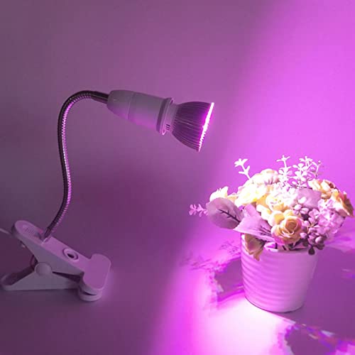 Luqeeg Clip Desk Lamp Socket, 360° Flexible Wire Neck Clip, E27 Flexible Light Socket Reading Light Stand Clamp Lamp Fixture 5.9ft Cable with On/Off Switch for Plants Grow Study Work Salon(US Plug)