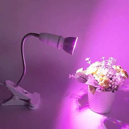 Luqeeg Clip Desk Lamp Socket, 360° Flexible Wire Neck Clip, E27 Flexible Light Socket Reading Light Stand Clamp Lamp Fixture 5.9ft Cable with On/Off Switch for Plants Grow Study Work Salon(US Plug)