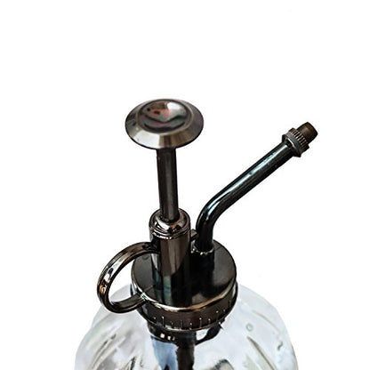 Plant Mister, Glass Watering Spray Bottle with Bronze Top Pump 6.5" Tall Decorative Mister for Plants and Flowers Small Watering Can for Indoor Potted Plants & Terrariums - Clear