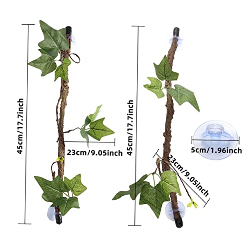 Totority 2 Pcs Reptile Climbing Branches Suction Cups Artificial Rattan Vines for Terrarium Decoration Sturdy Habitat Ornaments for Lizards Snakes and Geckos