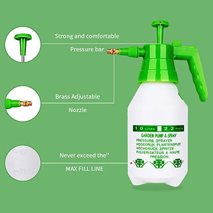 Garden Pump Sprayer,68oz/34oz Hand-held Pressure Sprayer Bottle for Lawn with Safety Value&Adjustable Nozzle, for Watering,Spraying Weeds,Home Cleaning and Car Washing,0.5 Gallon - size: 68oz