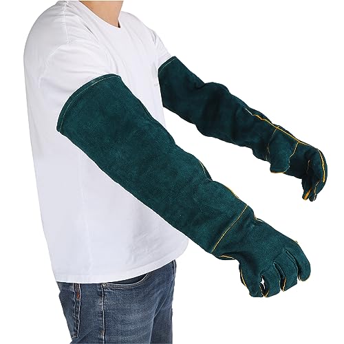 Pongnas Bite Proof Animal Handling Gloves for Dogs Cats Reptiles PuncturePet Grooming & Training with Extended Sleeve Safe Wildlife Control (Large)