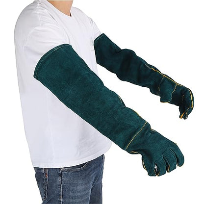 Pongnas Bite Proof Animal Handling Gloves for Dogs Cats Reptiles PuncturePet Grooming & Training with Extended Sleeve Safe Wildlife Control (Large)