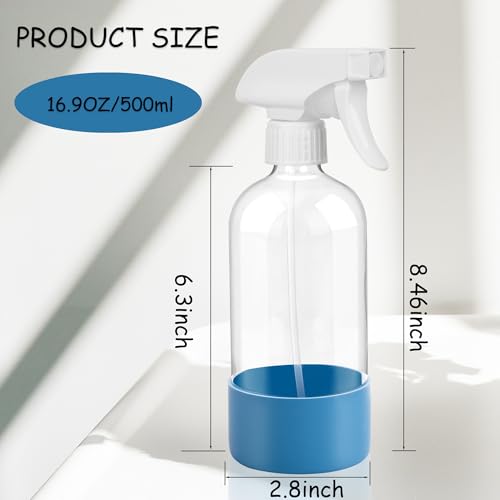 UUJOLY Plastic Spray Bottle Trigger Empty Spray Bottles Clear Refillable Container for Water, Essential Oils, Hair, Cleaning Products, Adjustable Head Sprayer and Stream, Green + Blue - color: Green + Blue, size: 2 Pack/500ml
