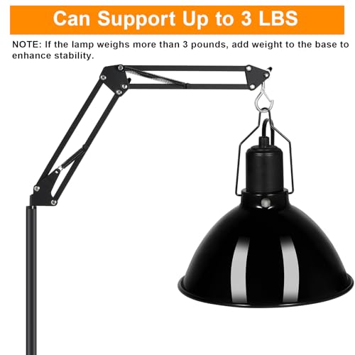 Reptile Lamp Stand Reptile Light Stand (15.7inch to 74.3inch) with 360° Adjustable Swing Arm, Heat Lamp Holder for Bearded Dragon Turtles Snake and Chicks - size: 15.7-74.3 inches (without Lampshade)