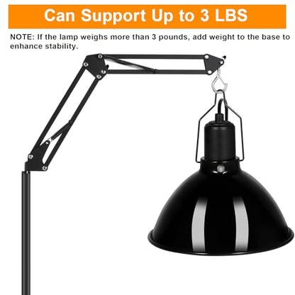 Reptile Lamp Stand Reptile Light Stand (15.7inch to 74.3inch) with 360° Adjustable Swing Arm, Heat Lamp Holder for Bearded Dragon Turtles Snake and Chicks - size: 15.7-74.3 inches (without Lampshade)