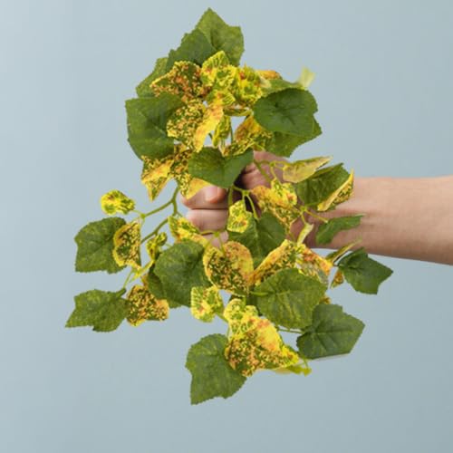 Reptile Plants for Terrarium, Amphibian Habitat Decor Artificial Hanging Plants Fake Plastic Leaves Stems UV Resistant Bunches Faux Plants Bushes for Home Decor (Maple Leaf Yellow Green) - color: Maple Leaf Yellow Green