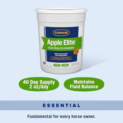 Farnam Apple Elite Horse Electrolytes Powder Supplement, Replaces Vital Minerals, Encourages Hydration, Sugar-Free, Contains Sodium, Potassium, Calcium & Magnesium, Apple Flavored, 5 lb - size: 5 pounds