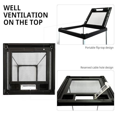 Tall Reptile Glass Tank 8"x8"x18" Pre-Assembled Vertical Small Reptile Terrarium for Arboreal Geckos,Chameleon,Lizard,Tree Frog and Snake with Top and Front Openning Door