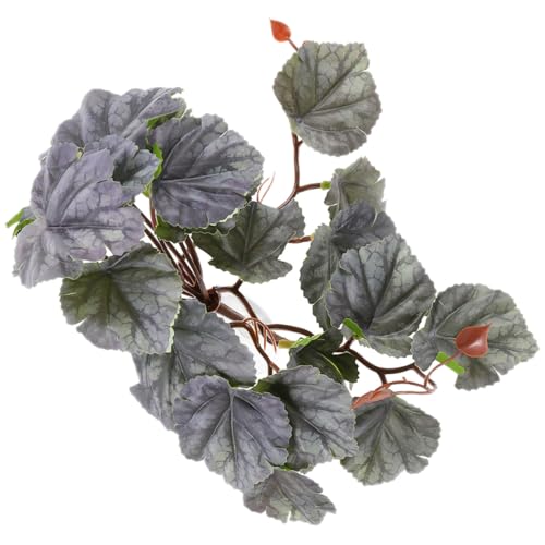 PRETYZOOM Artificial Reptile Terrarium Plants Hanging Fake Aquarium Leaf Pendant with Suction Cup 23-Leaf Dual-Tone Begonia for Amphibian Environment Decoration