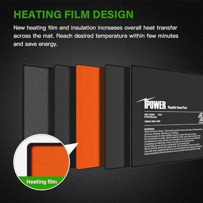 iPower 8 by 12 Inch Reptile Heating Pad with Temperature Adjustable Controller Knob, Under Tank Warmer Terrarium Heat Mat for Reptiles and Amphibians (Pack of 2) - size: 8 X 12 Inch (Pack of 2)