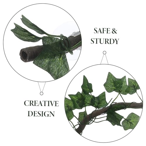 WOONEKY 1m Jungle Vines Rattan Strip Decor for Reptile Habitats Flexible and Curved Design Suckers for Lizard Frogs Snakes and More Cups and Leaf