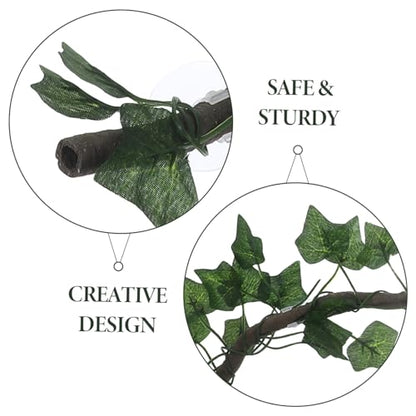WOONEKY 1m Jungle Vines Rattan Strip Decor for Reptile Habitats Flexible and Curved Design Suckers for Lizard Frogs Snakes and More Cups and Leaf