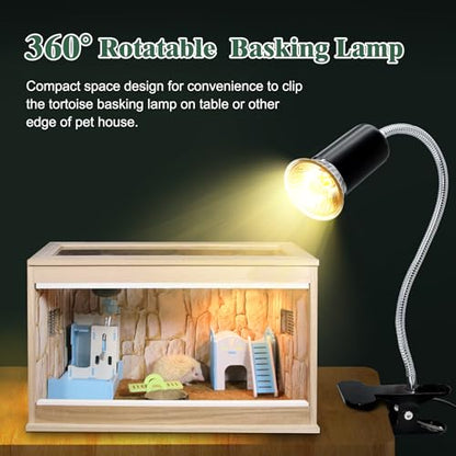 Tortoise Heat Lamp,E27 UVA/UVB Reptile Heat Lamp,360°Flexible Rotating Chick Heat Lamp with Ceramic Bulb Holder,Dimmable Plant Growth Lamp, Metal Clip, 2.4M Cable, for Aquarium Turtle Snakes,No Bulb - color: Heat Lamp-black-1pc