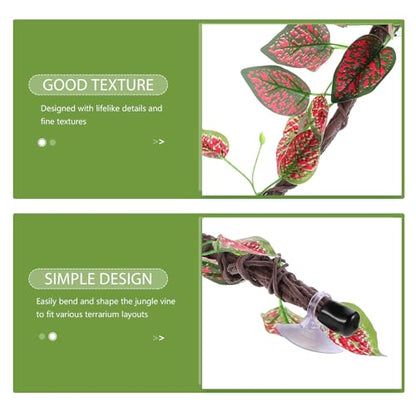 Cabilock Artificial Jungle Vines for Reptile Habitat Decor, Bendable Faux Greenery Climbing Branch with Leaves for Bearded Dragon Gecko Chameleon and Amphibian Terrarium