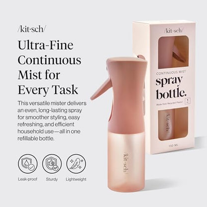 Kitsch Continuous Spray Bottle for Hair – Fine Mist Water Mister & Water Spray Bottle – Recycled Hair Spray Bottle – Spray Bottles for Cleaning, Styling, Plants & More – Terracotta, 150ml - color: Terracotta