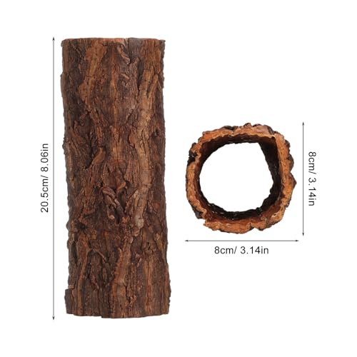 BESPORTBLE Reptile Hideout Wood Shelter Natural Tree Trunk Reptile Cave for Gecko Snake Tortoise Lizard Turtle and Hermit Crab Stress Relief Terrarium Habitat Decor 8.07X3.14X3.14In