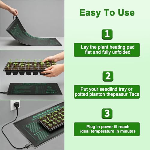Bestio Seeding Heat Mat 10"x 20.75", 2 Pack Waterproof Durable Heat Mat for Seed Starting, UL and MET Certified Plant Heating Pad for Seed Germination,Hydroponics, Greenhouses - size: 10" x 20.75"- 2 Pack