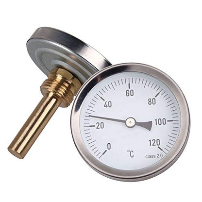 Analog Thermometer 63mm Dial Horizontal ，Horizontal Aluminum Temperature Indicator 0-120°C