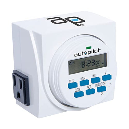 HYDROFARM 7 Day Dual Outlet Indoor Digital Programmable Scheduled Timer Controllers with On/Off Button for Fans and Lights, (4 Pack)