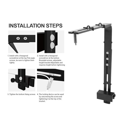 Fish Tank Light Stand, Aluminum Alloy Adjustable Height Reptile Lamp Stand with High Stability, for Aquariums (Black) - color: Black