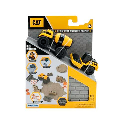 CAT Construction Toys, Dig N' Build Concrete Playset with 10 Oz of Compound, 2 Little Machine Vehicles, Ages 3+ - style: Concrete