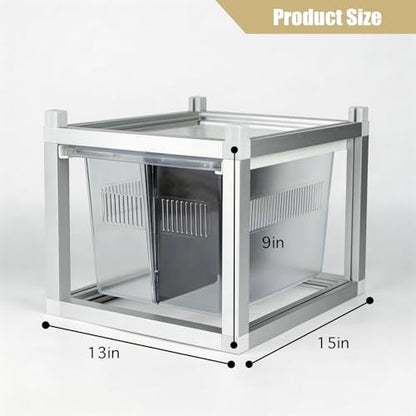 Stackable Reptile Rack with Base, 13x10x8 Inch Reptile Rack Drawer System with Bins, Modular Stackable Gecko Breeding Enclosure with Removable Divider & Ventilated Lid – Expandable up to 6 Levels - size: 13x10x8-base